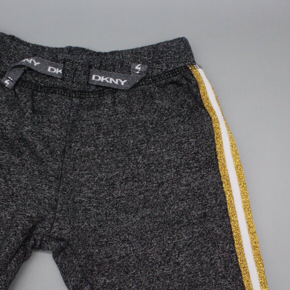 DKNY Baby Girls Jogger Pants Charcoal Gray Gold Stripe 18 Months - Picture 3 of 3